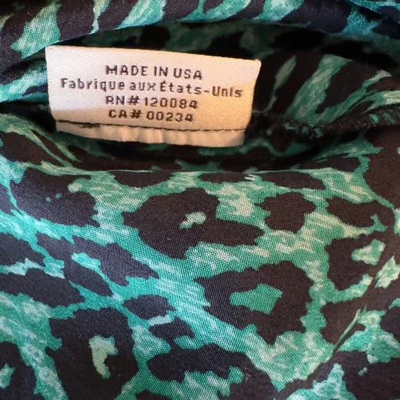 TUCKER 100% Silk Leopard Print Blouse-Aqua Green/Black-Womens Size S-Retail $295 - Picture 10 of 14